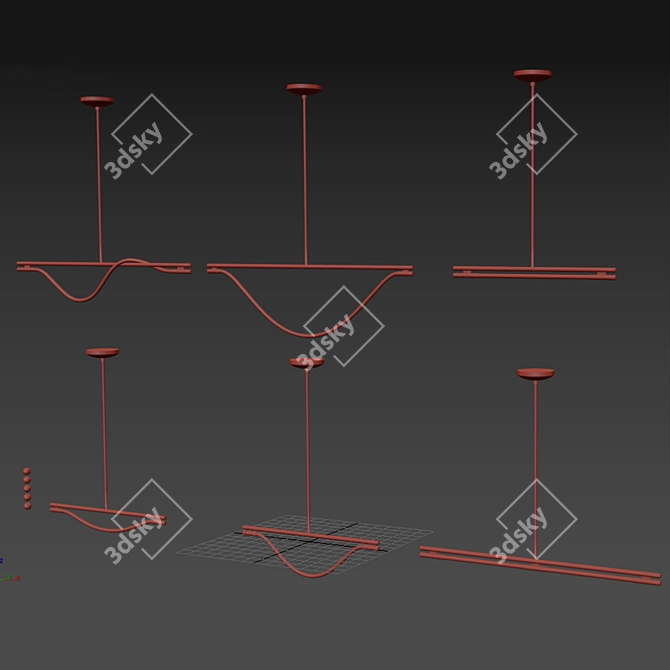 Modern Pendant Lamp Set (6 lights) 3D model image 4