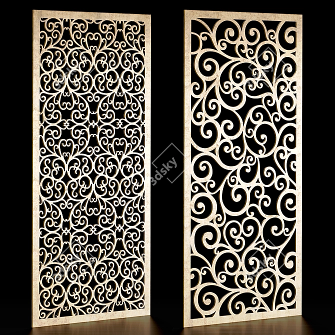 Ornamental Panel Set "Floral Elegance 3D model image 1