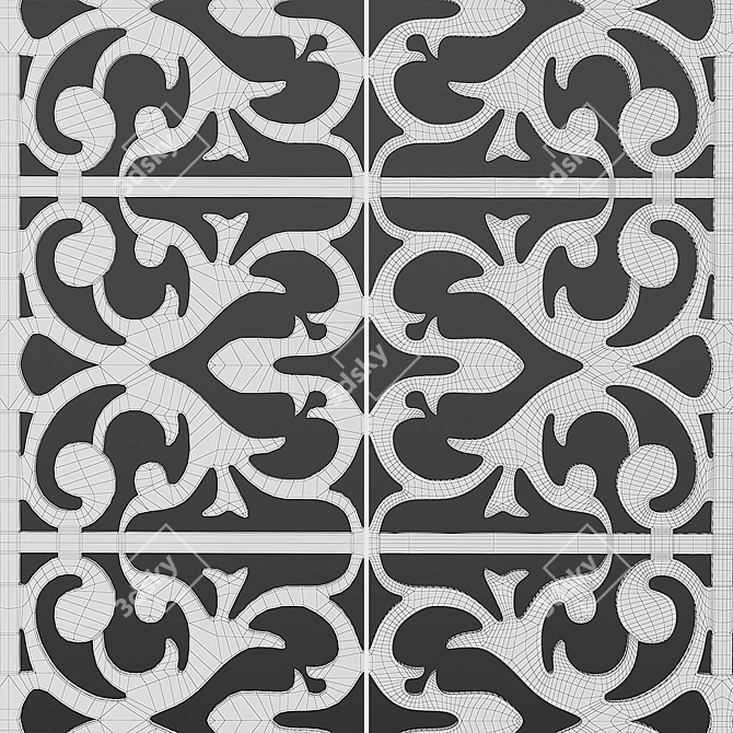 Ornamental Panel Set "Floral Elegance 3D model image 4