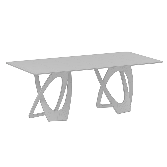 Modern Gold Stone Dining Table 3D model image 2