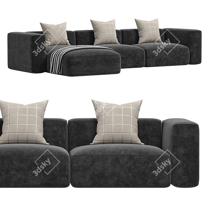 Modern Red 3-Seater Sofa Design 3D model image 3