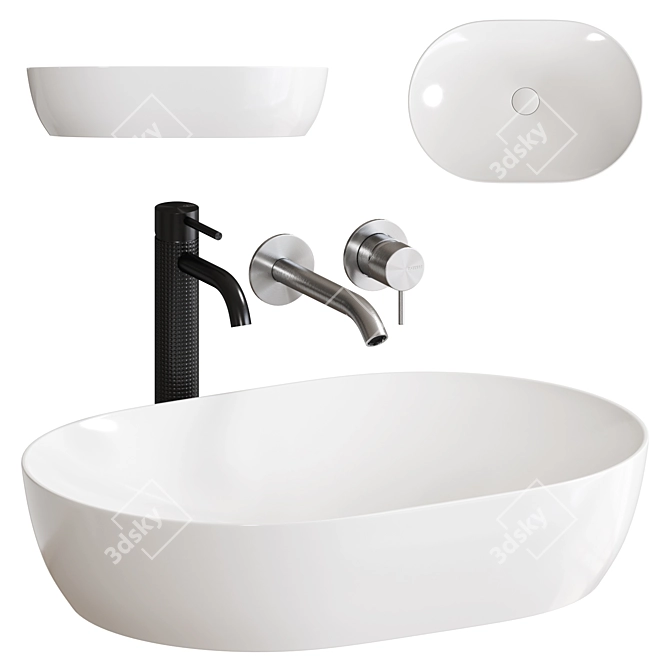 Oval Inset Basin Ceramica Nova 3D model image 1