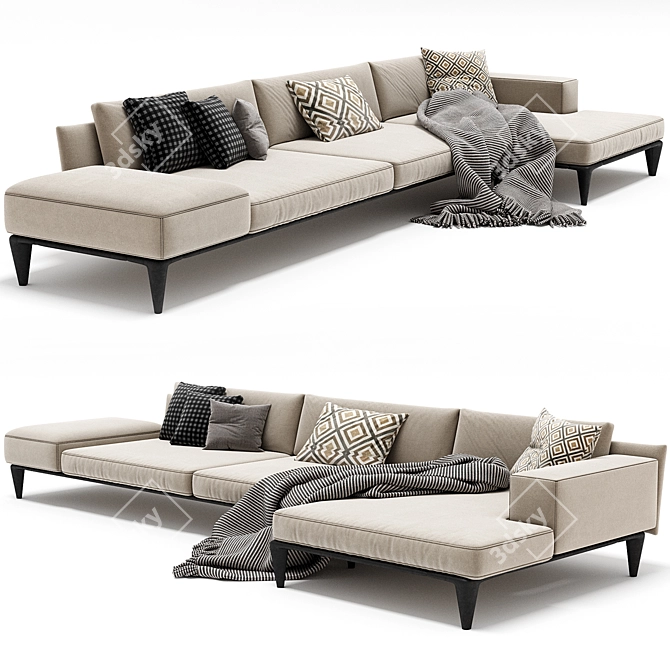 Modern Poliform Mondrian Sofa 3D model image 2