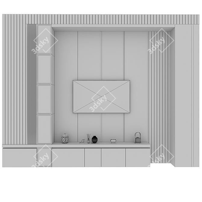 Modern TV Wall 3D Model 3D model image 3