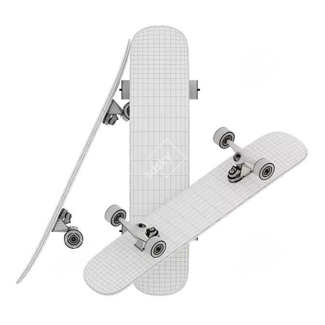 Pivoted Skateboard 3D Model 3D model image 5