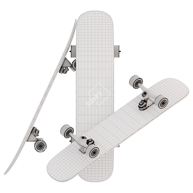 Pivoted Skateboard 3D Model 3D model image 8