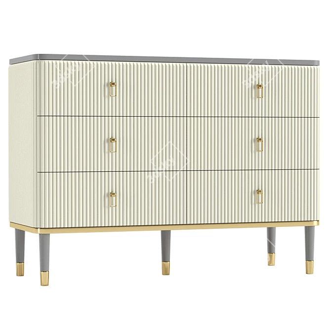 Modern Buffet Cabinet 6 Drawers 3D model image 1