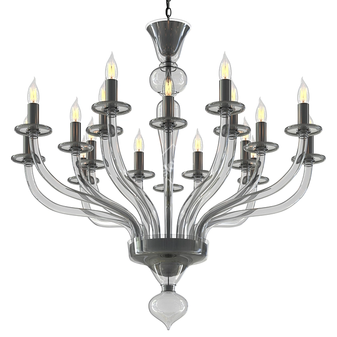 Elegant 18-Light Murano Chandelier 3D model image 1