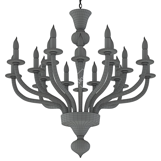 Elegant 18-Light Murano Chandelier 3D model image 2