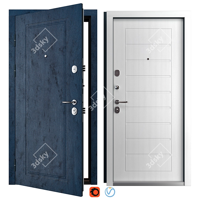 Cordon Metal Door Set, Locks: Kale 257L & 252R 3D model image 1