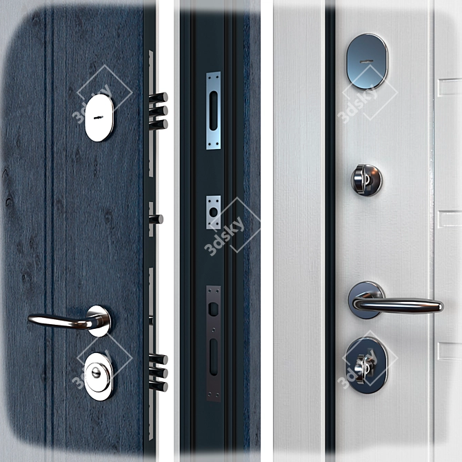 Cordon Metal Door Set, Locks: Kale 257L & 252R 3D model image 2