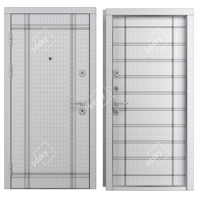 Cordon Metal Door Set, Locks: Kale 257L & 252R 3D model image 4