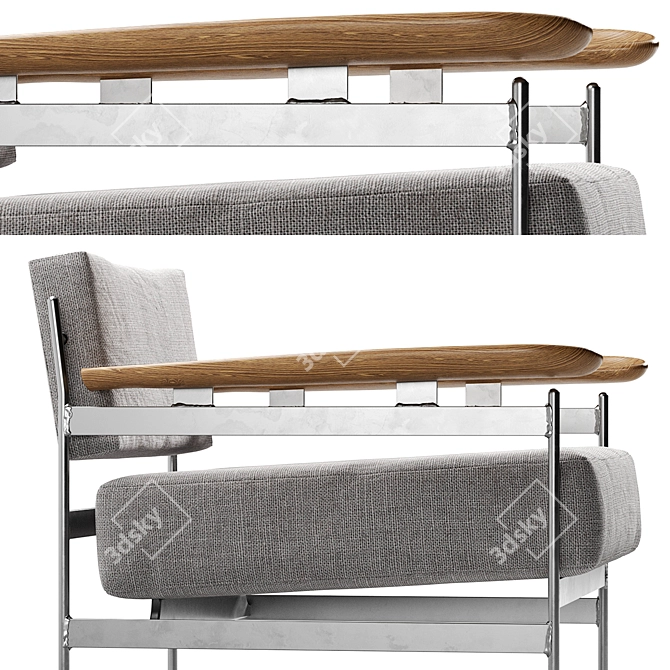 Elegant Boston Lounge Chair 3D model image 2