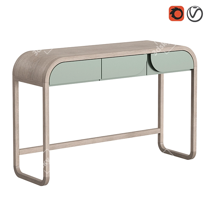 Modern Oak Console with Enamel Finish 3D model image 1