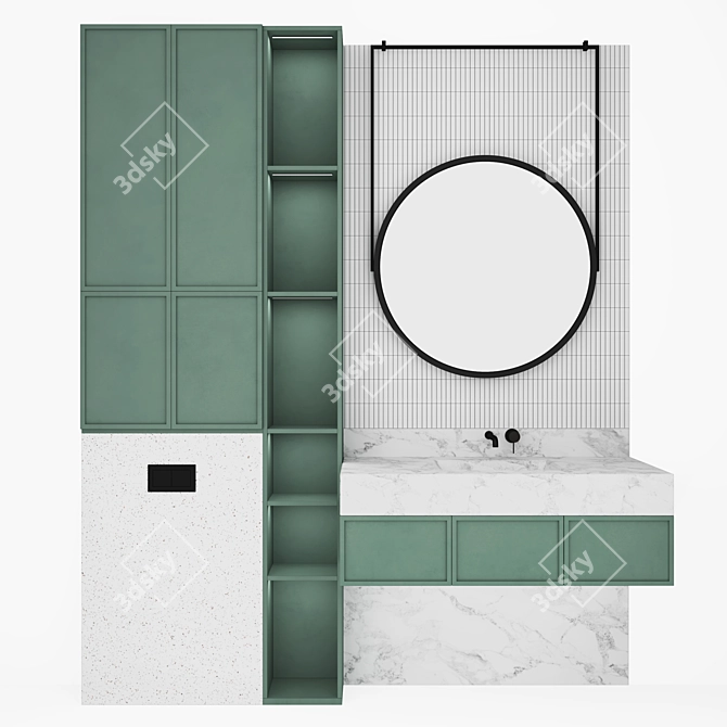 Complete Bathroom Set with Install Kit 3D model image 2