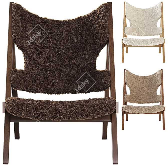 Menu Knitting Chair Sheepskin Upholstery 3D model image 2