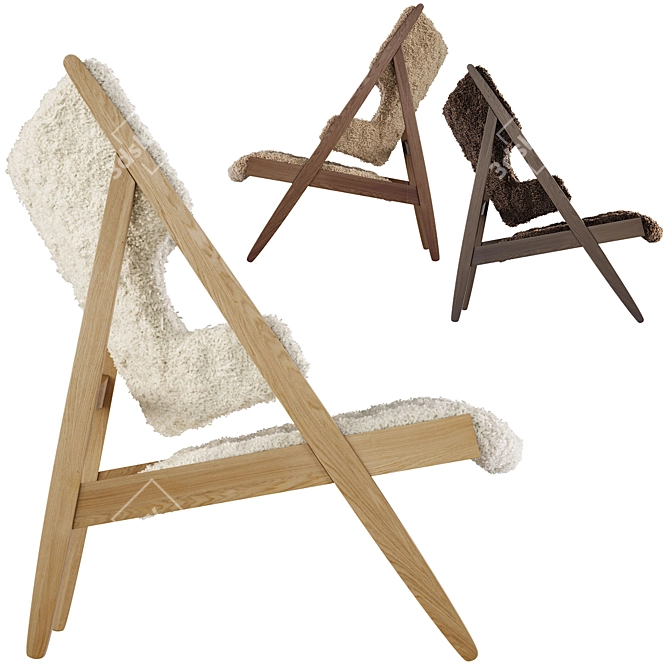 Menu Knitting Chair Sheepskin Upholstery 3D model image 4