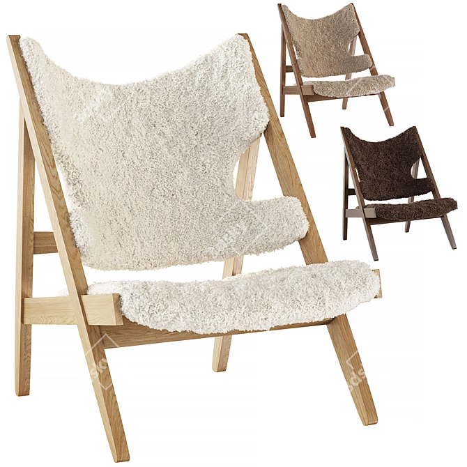 Menu Knitting Chair Sheepskin Upholstery 3D model image 6