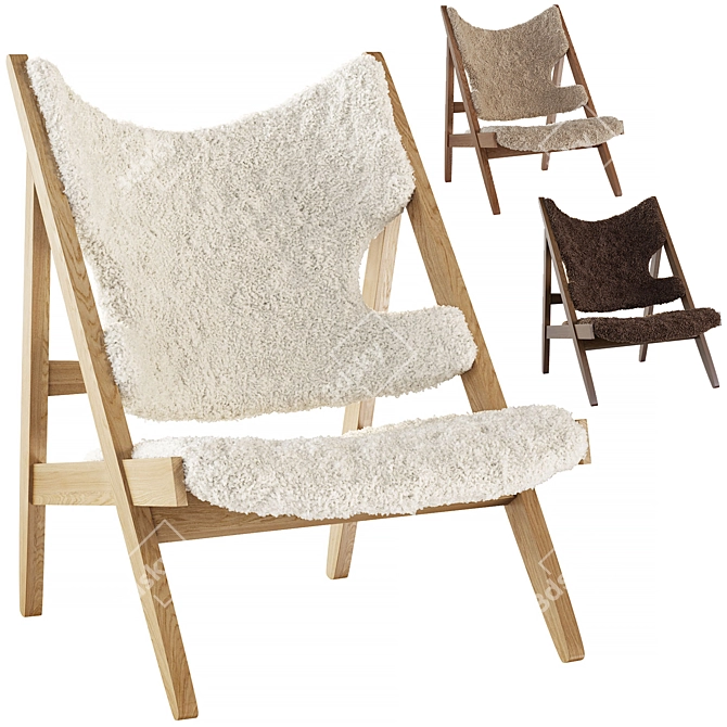 Menu Knitting Chair Sheepskin Upholstery 3D model image 7