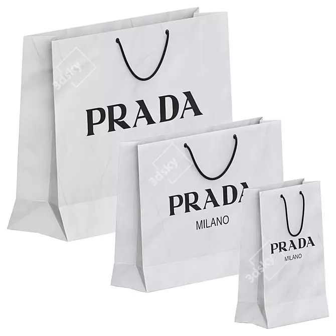 Designer Shopping Bag Set 3 3D model image 2