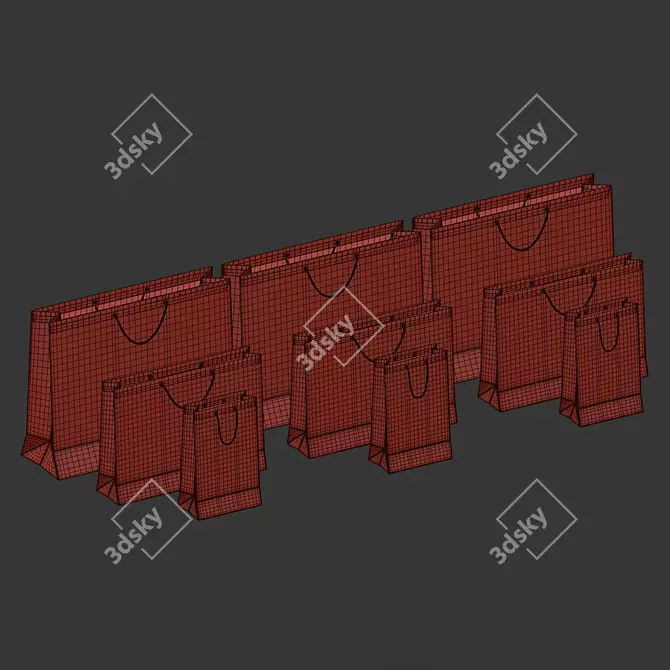 Designer Shopping Bag Set 3 3D model image 5