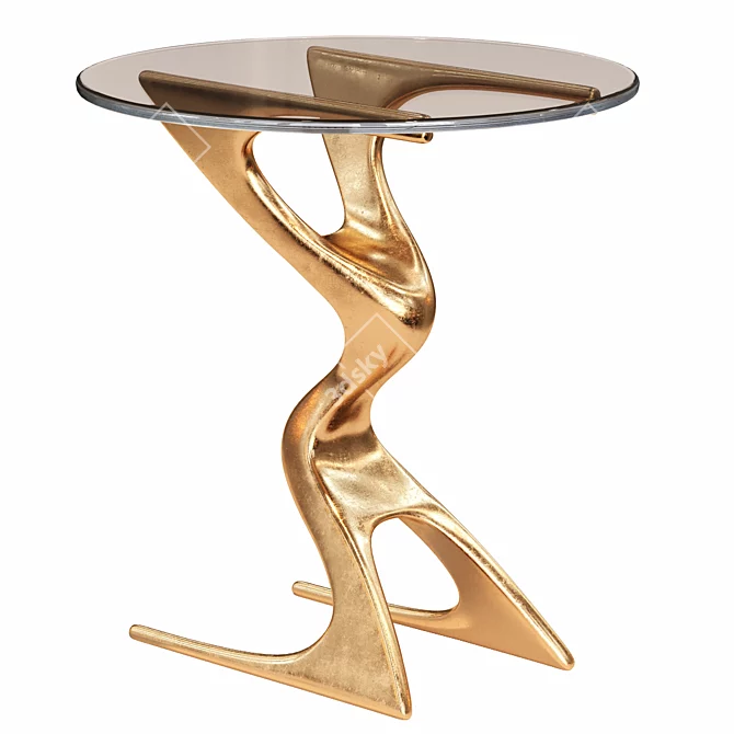 Polished Bronze Zora Drink Table 3D model image 1