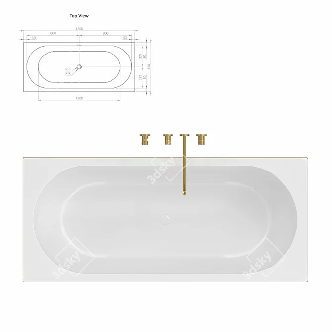 Luxury Freestanding Stone Bath 1700MM 3D model image 2