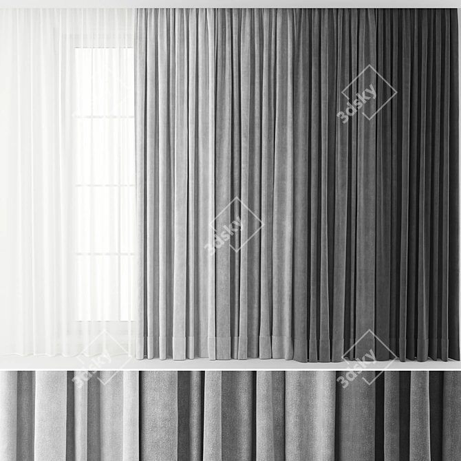 Luxury Curtain Set with Textures 3D model image 1