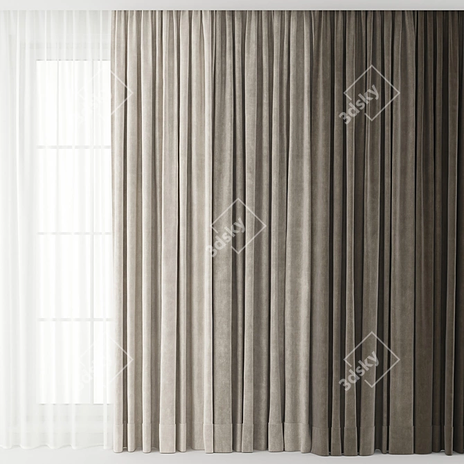 Luxury Curtain Set with Textures 3D model image 2