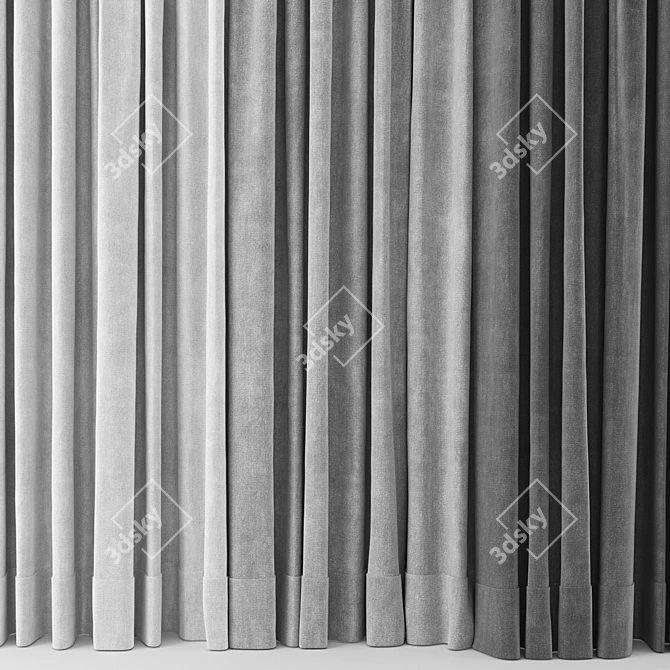 Luxury Curtain Set with Textures 3D model image 3