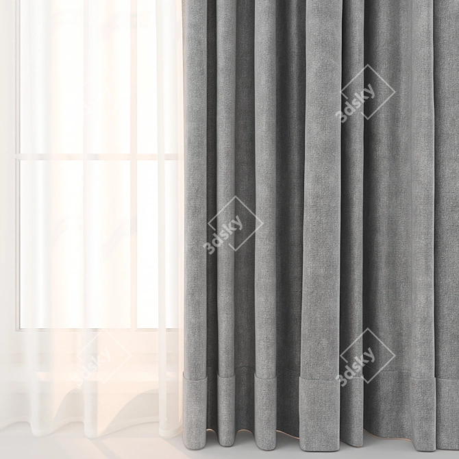 Luxury Curtain Set with Textures 3D model image 6