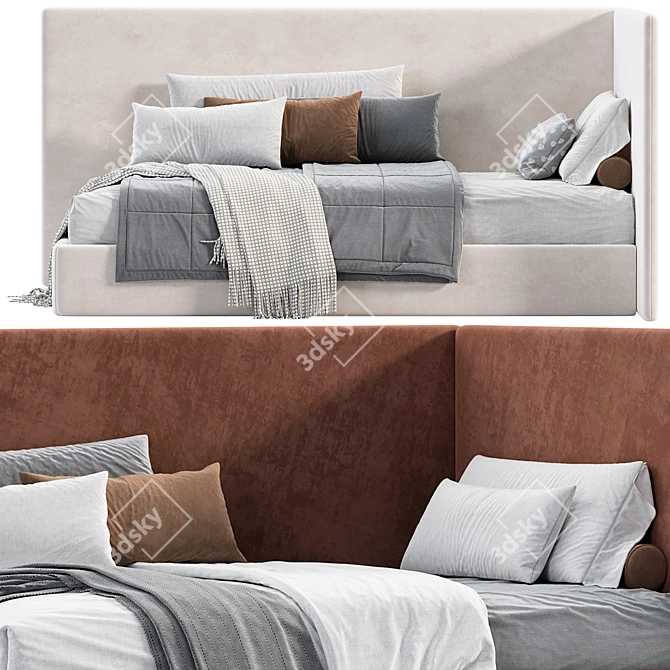 Modern Woodnotes Corner Bed 3D model image 3