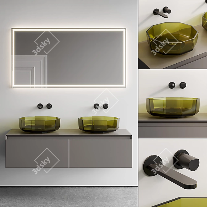 Modern Bathroom Vanity Set 3 3D model image 1
