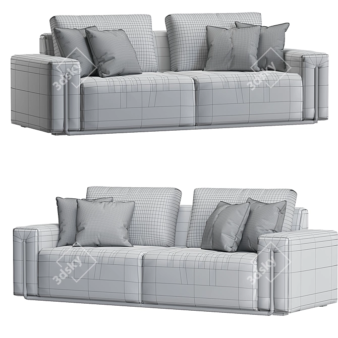 Contemporary Gray Cotton Sofa Bed 3D model image 3