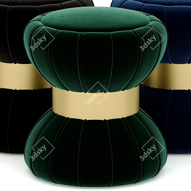 Elegant Velvet Ottoman Footstool 3D model image 2