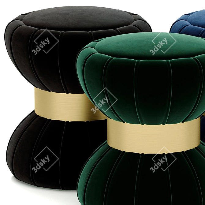 Elegant Velvet Ottoman Footstool 3D model image 3