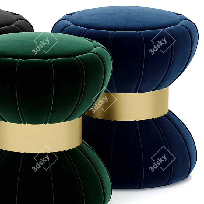 Elegant Velvet Ottoman Footstool 3D model image 4