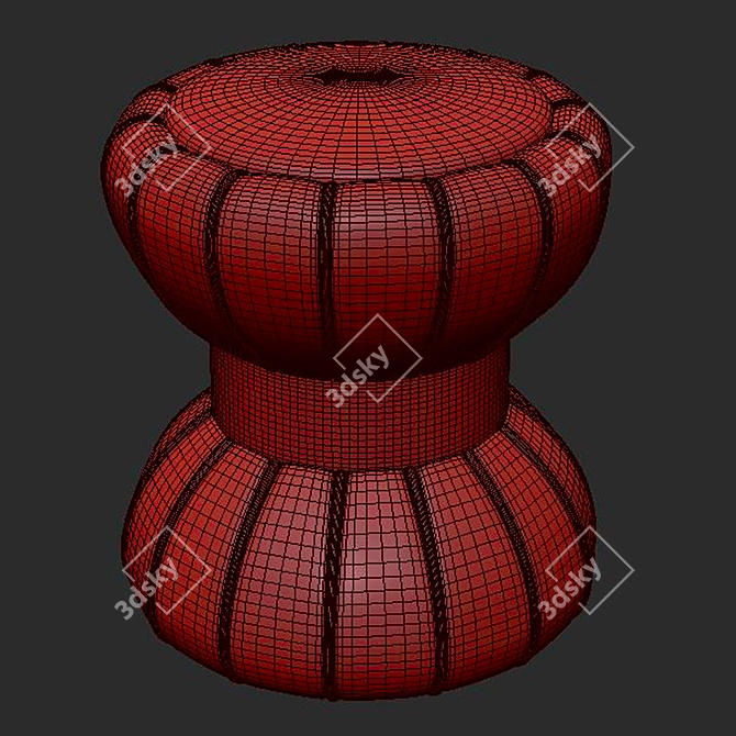 Elegant Velvet Ottoman Footstool 3D model image 5