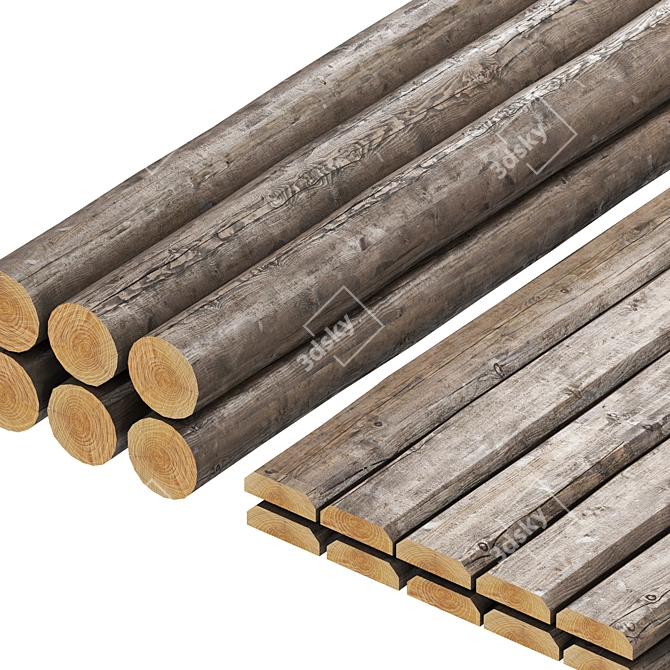 Varied Section Logs, Multiple Lengths 3D model image 4