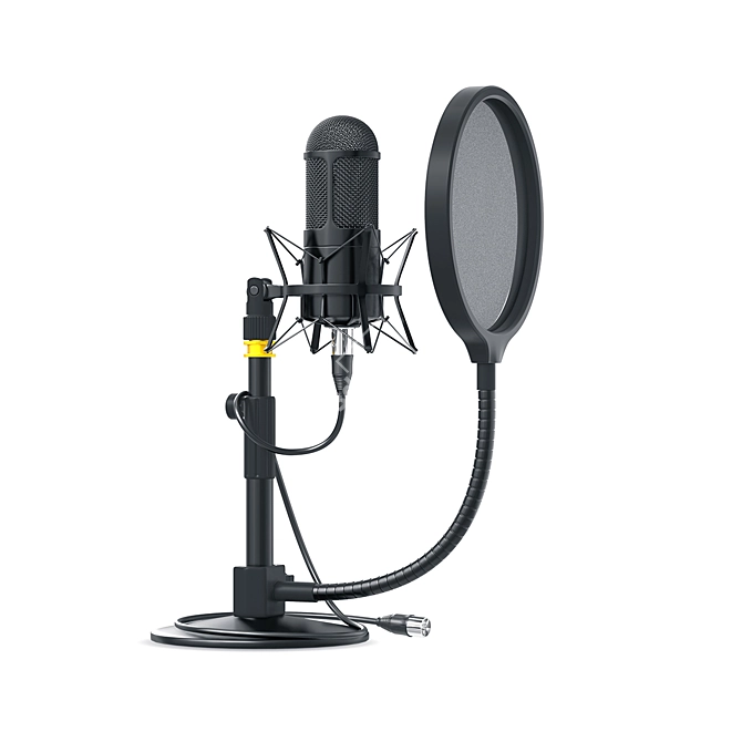 Desk Studio Mic Model Stand 3D model image 1