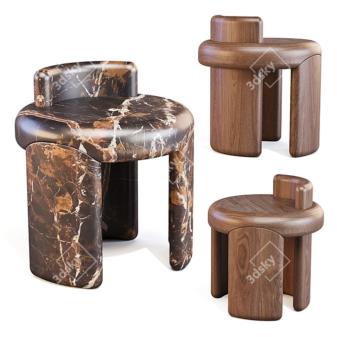 Elegance in Motion: Kafa Stool 3D model image 1