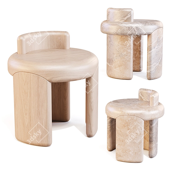 Elegance in Motion: Kafa Stool 3D model image 2