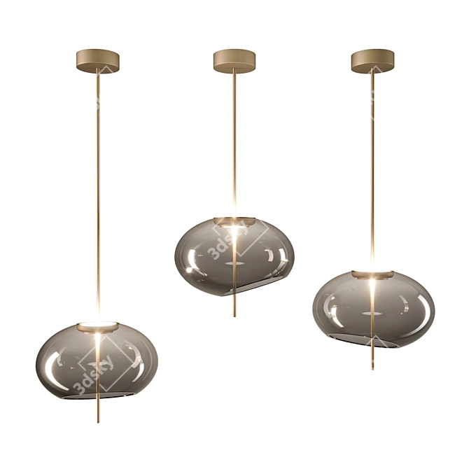 Ethereal Glass Brass Pendant Light 3D model image 1