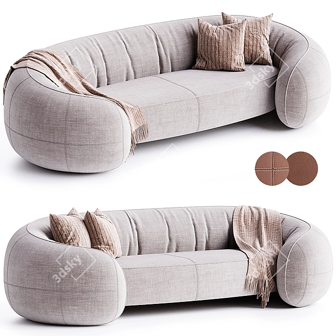 Modern Bridge Sofa in Silver 3D model image 4