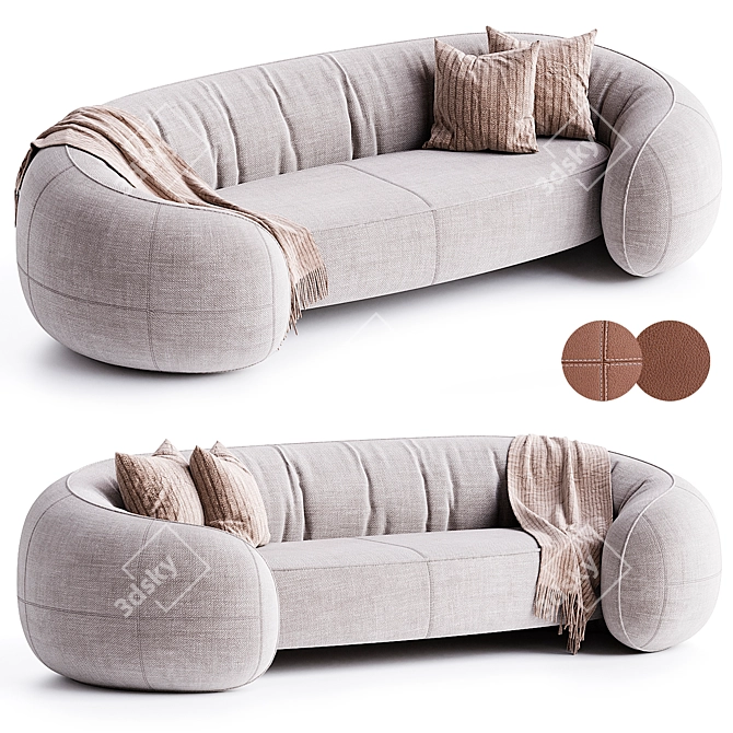 Modern Bridge Sofa in Silver 3D model image 5