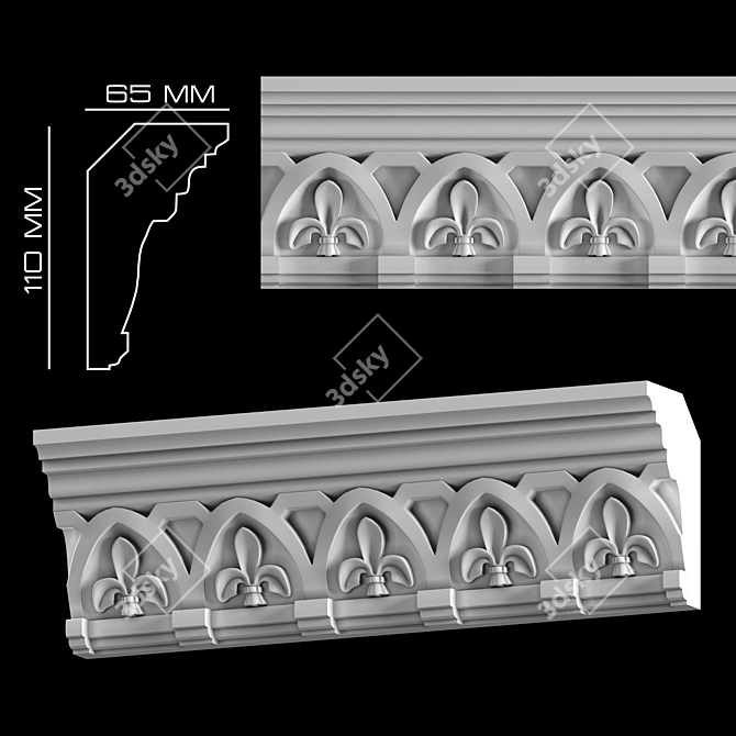 Decorative Curtain Rod К020 3D model image 2