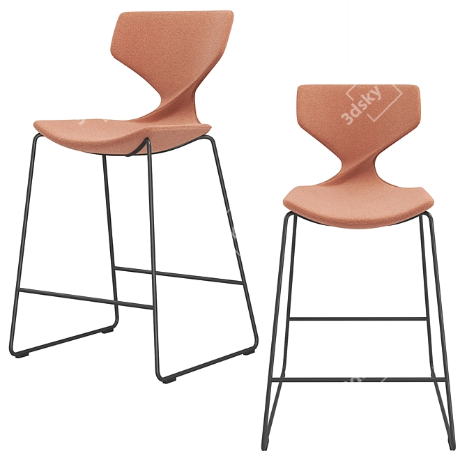 Elegant Italian Bar Stool Quo 3D model image 2