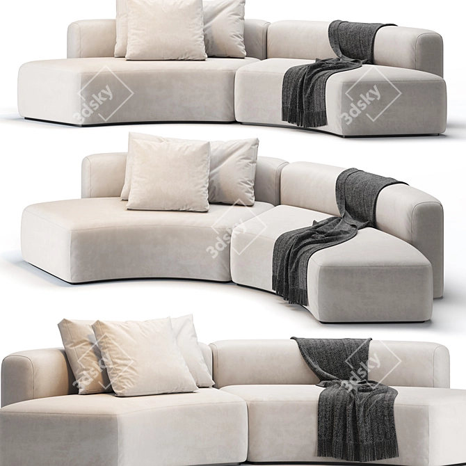 Modern Cosy Curve Sofa: 3D Visualiation 3D model image 1