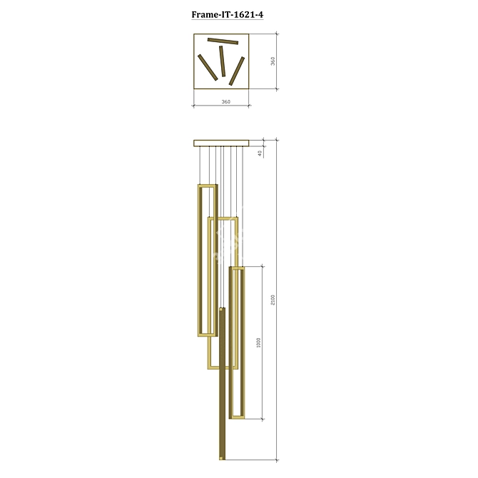 Modern Frame Pendant Light 3D model image 4