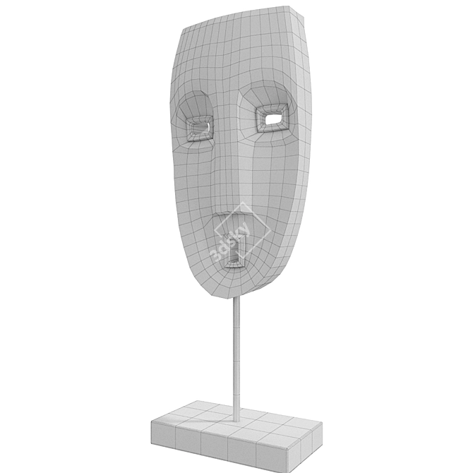 African Tribal Mask Sculpture 3D model image 2